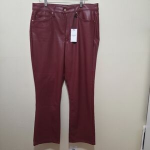 Judy Blue High Rise Tummy Control Faux Leather Pants Dark Red Women 15/32 NWT